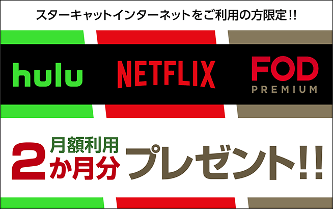 動画配信サービス月額利用2か月分プレゼント